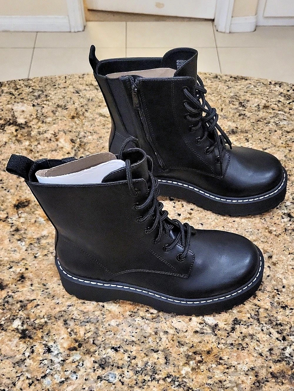 Torrid Steve Lace-Up Combat Boots with Side Zip Black